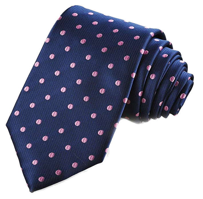 Polka dot navy tie with pink dots by Kissties