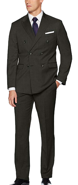 Double-breasted modern-fit charcoal grey suit by Kenneth Cole