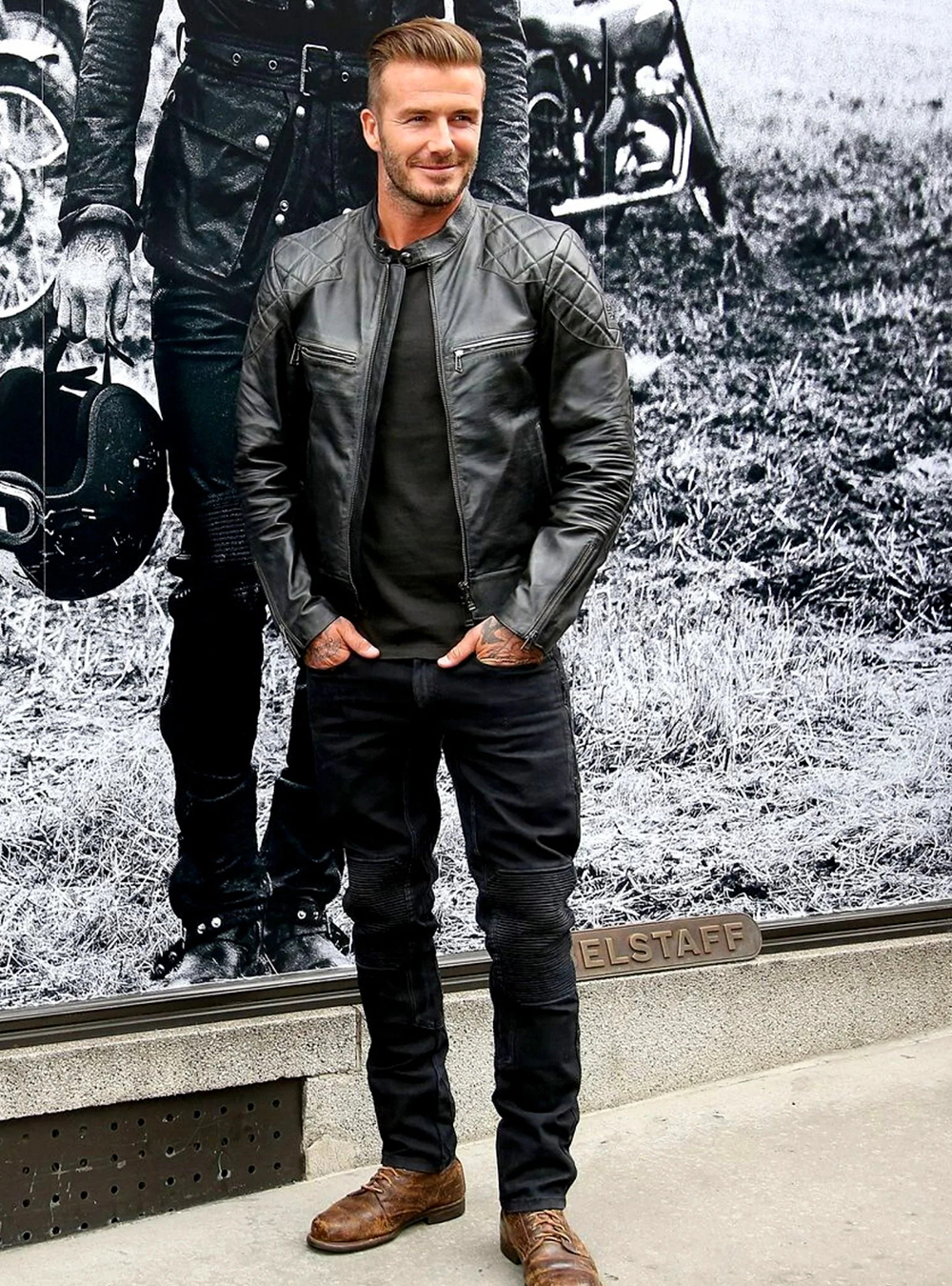 David Beckham Faux Leather Jacket Men's Black Motorcycle Jacket (BNWT) |  eBay