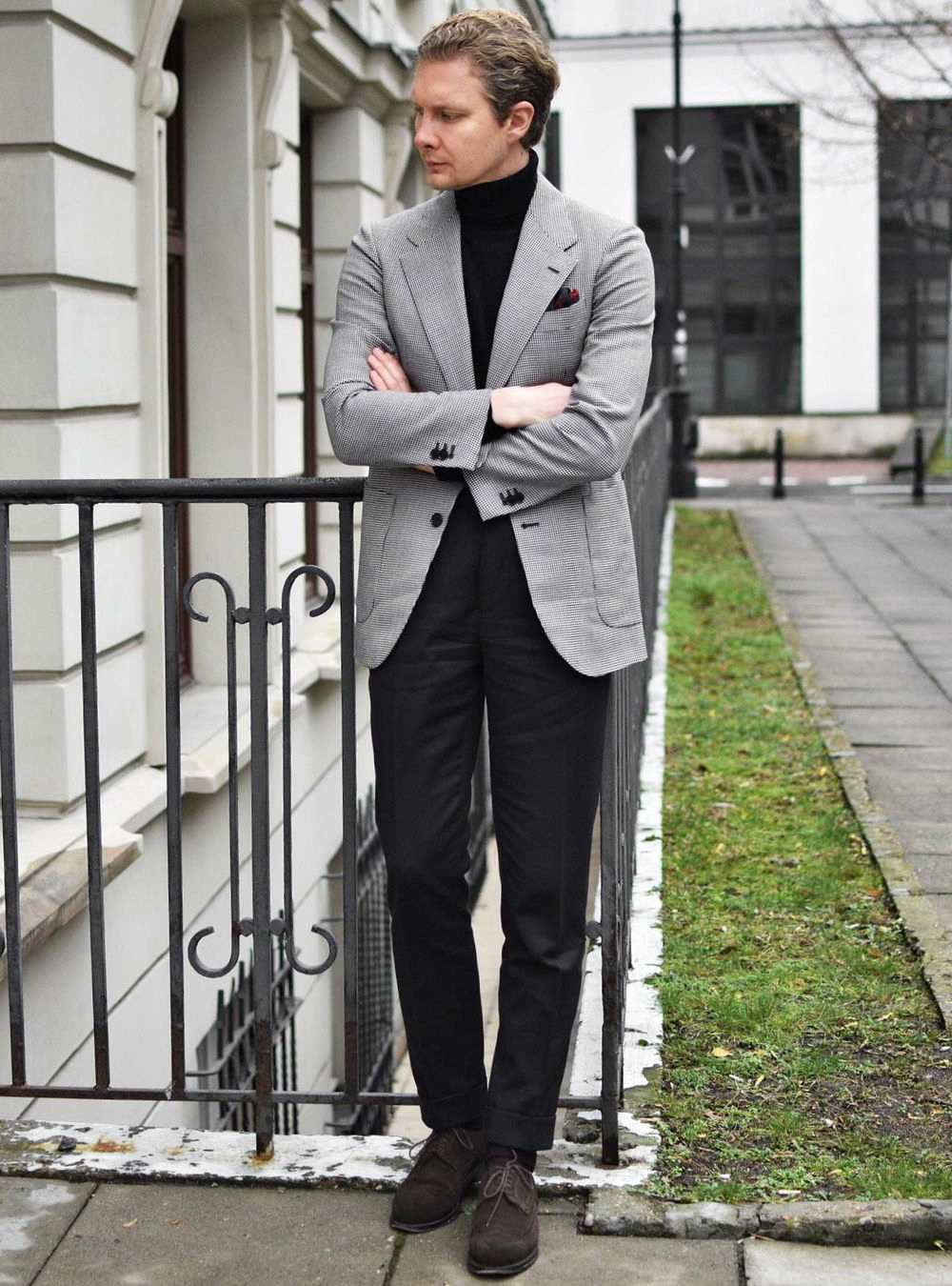 Grey Jacket  Black Pants A Classic Combination  FashionFests