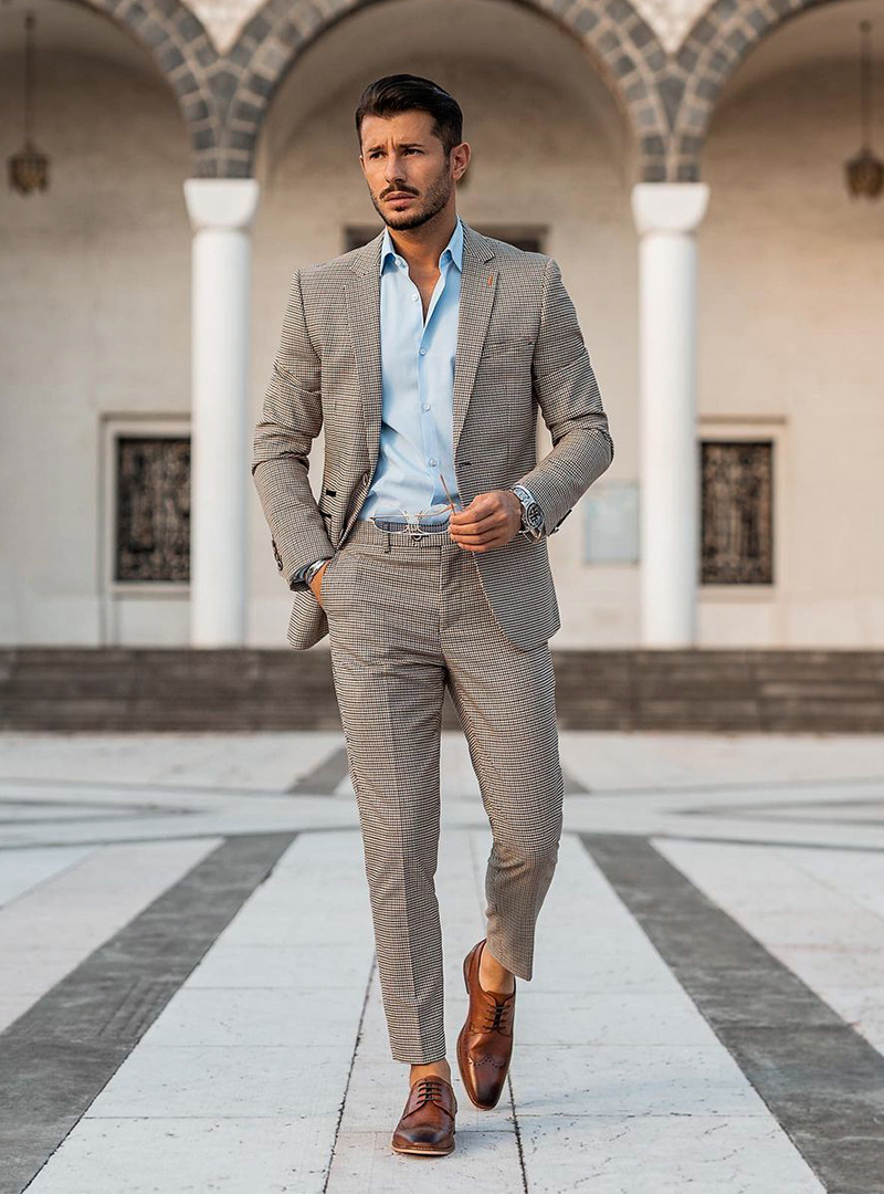 Grey Suit & Brown Shoes Outfit Ideas for Men - Suits Expert