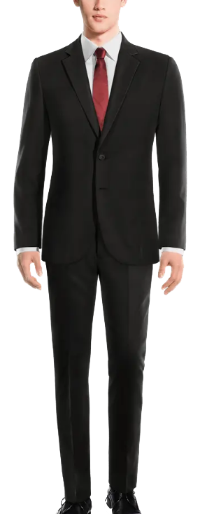 all black suit red tie