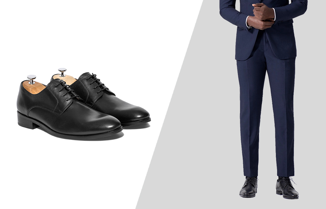 Navy Blue Suit with Black Formal Shoes