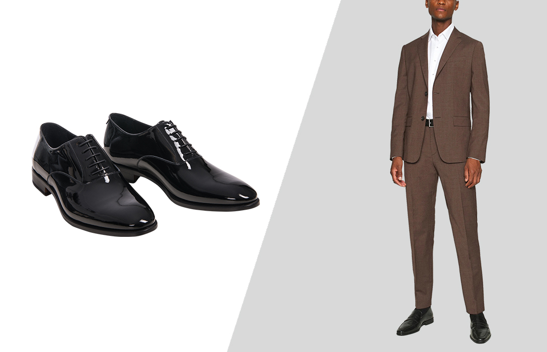Formal White Shirt with black pant & Brown Shoes - Evilato
