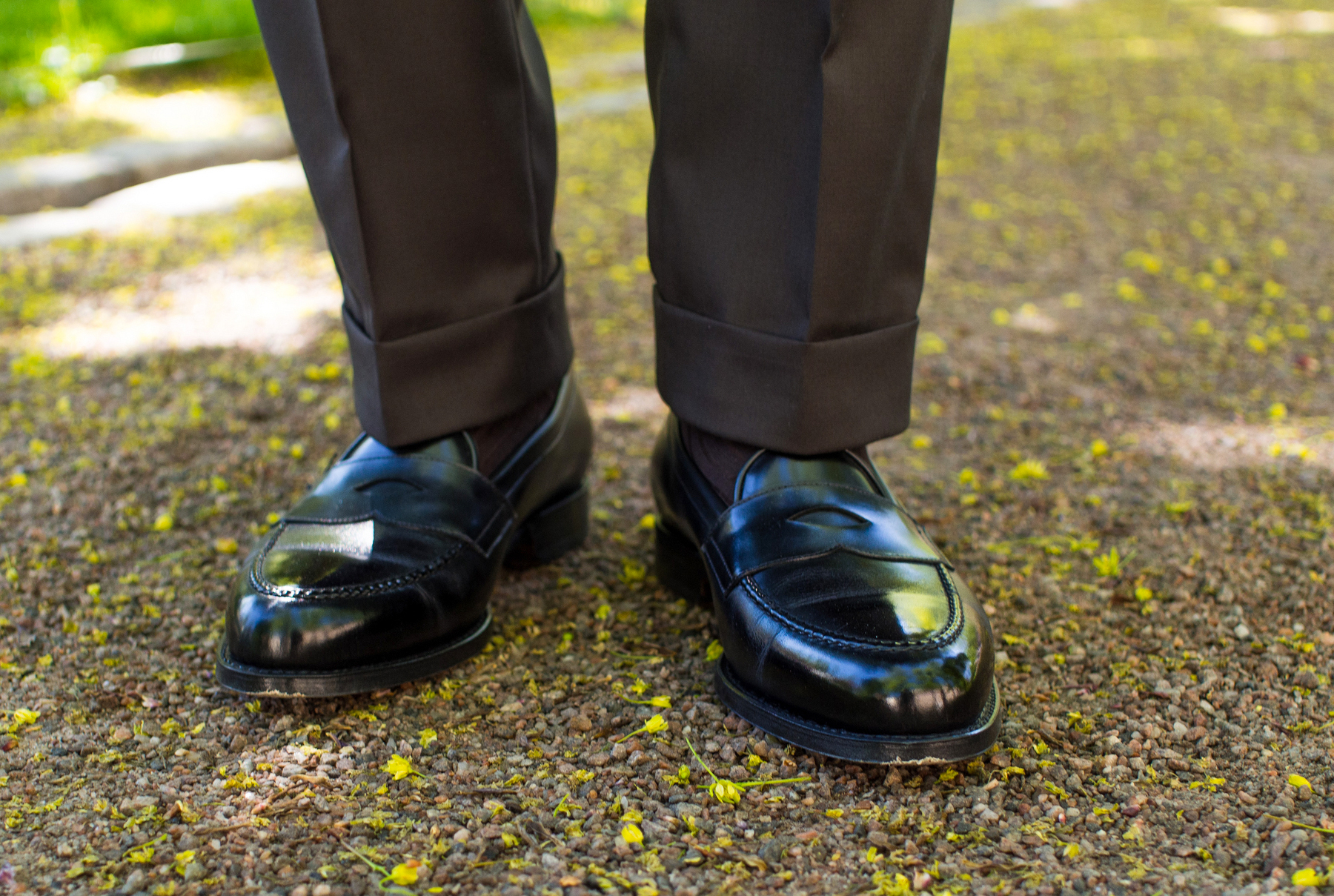Brown Pants and Black Shoes  Free Stock Photo