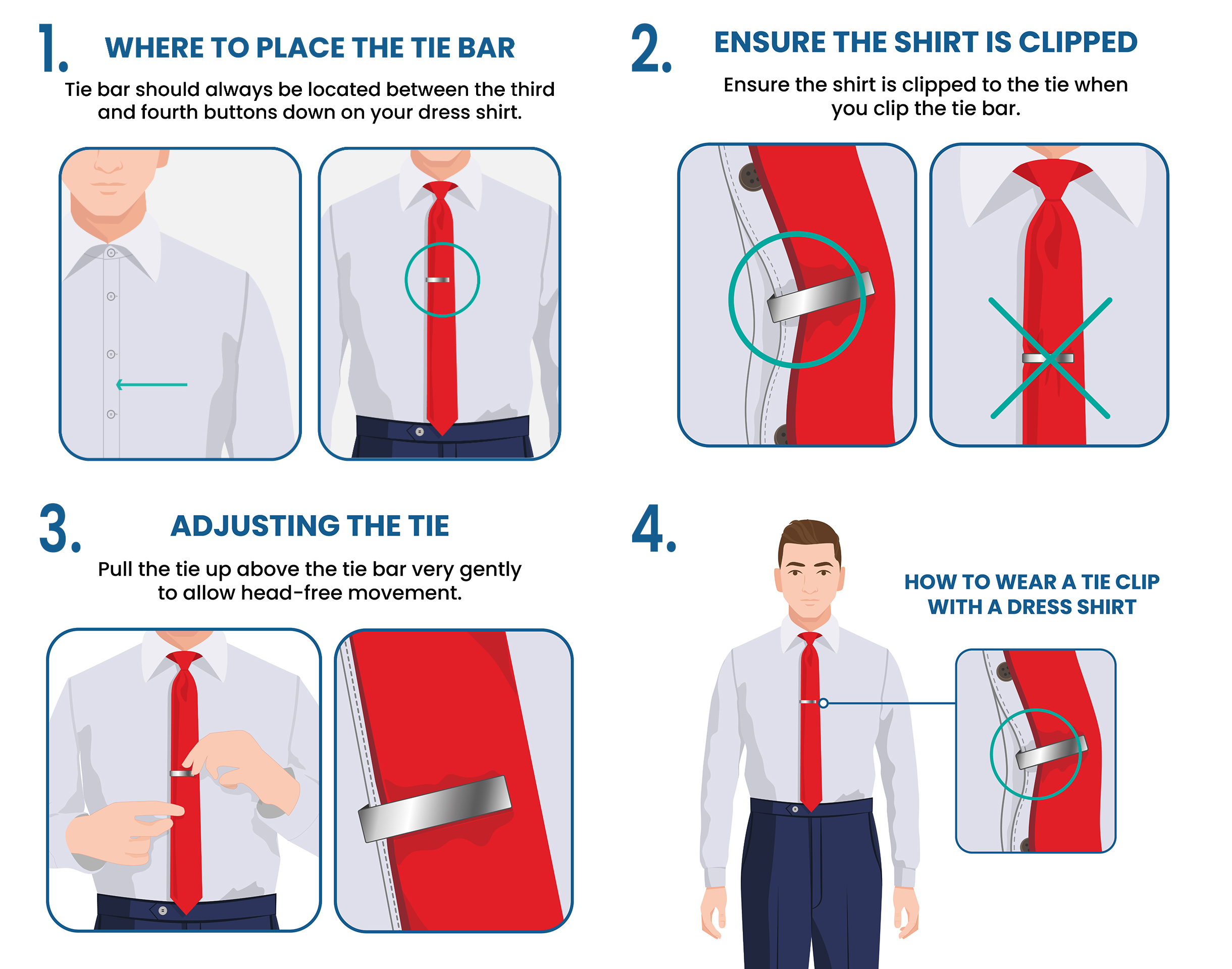 Tie Clips for Men Elegant Metal Necktie Tie Bar Pinch Clasp Wedding Party
