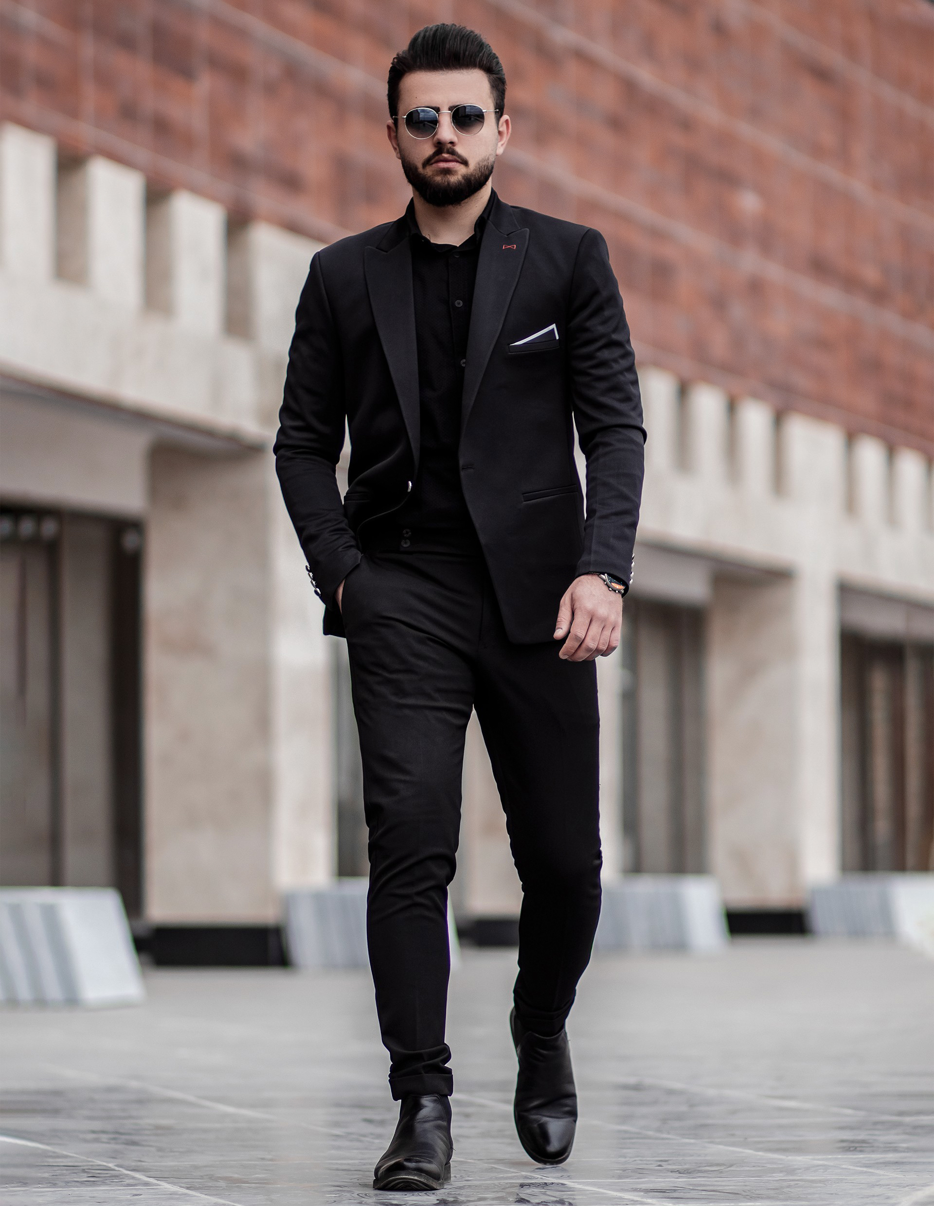 Buy Men Black Textured Slim Fit Formal Three Piece Suit Online - 610233 |  Peter England