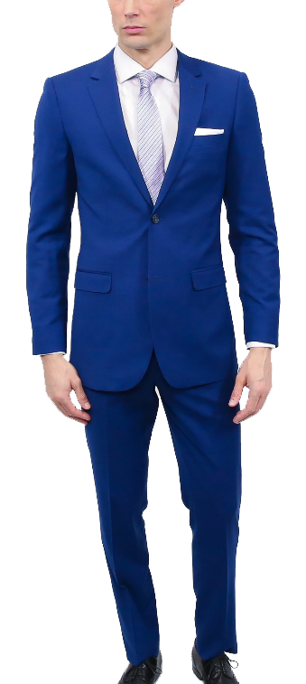 Two-piece classic stretch blue suit by Tomasso Black