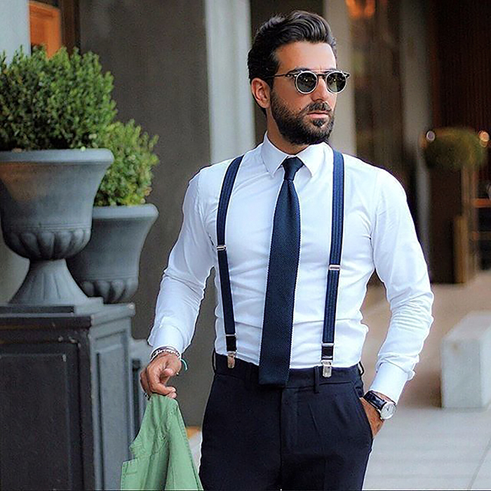 Navy Blue Suit With Suspenders