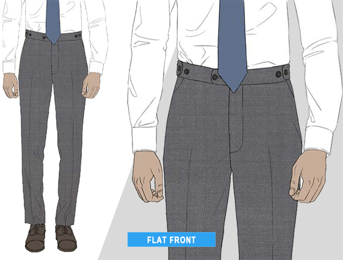 what are flat front suit pants